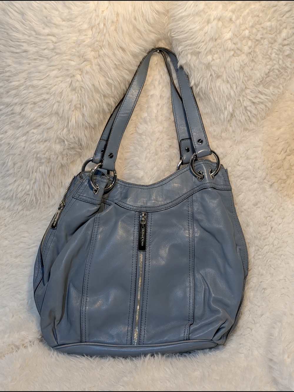 Michael Kors Light Blue Leather Shoulder Bag